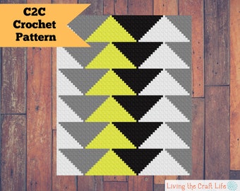 Cobertor C2C de triângulos empilhados - canto a canto - Graphghan - padrão e gráfico de crochê escrito - download instantâneo