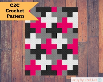 Plus Blanket 4 Color C2C Blanket - Corner to Corner - Written Crochet Pattern and Graph - Instant Download