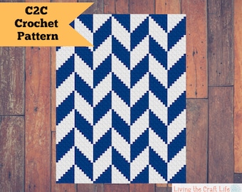 Herringbone 1 C2C Blanket - Corner to Corner - Graphghan - Graphghan - Written Crochet Pattern and Graph - Instant Download