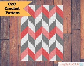 Checkered Chevron C2C Blanket - Corner to Corner - Graphghan - Written Crochet Pattern and Graph - Instant Download