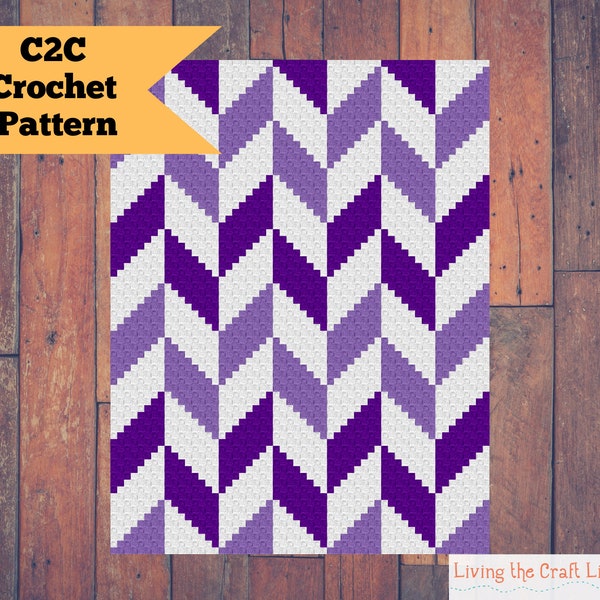 Herringbone 2 C2C Blanket - Corner to Corner - Graphghan - Graphghan - Written Crochet Pattern and Graph - Instant Download