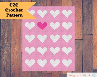 The One Heart C2C Blanket - Corner to Corner - Graphghan - Written Crochet Pattern and Graph - Instant Download
