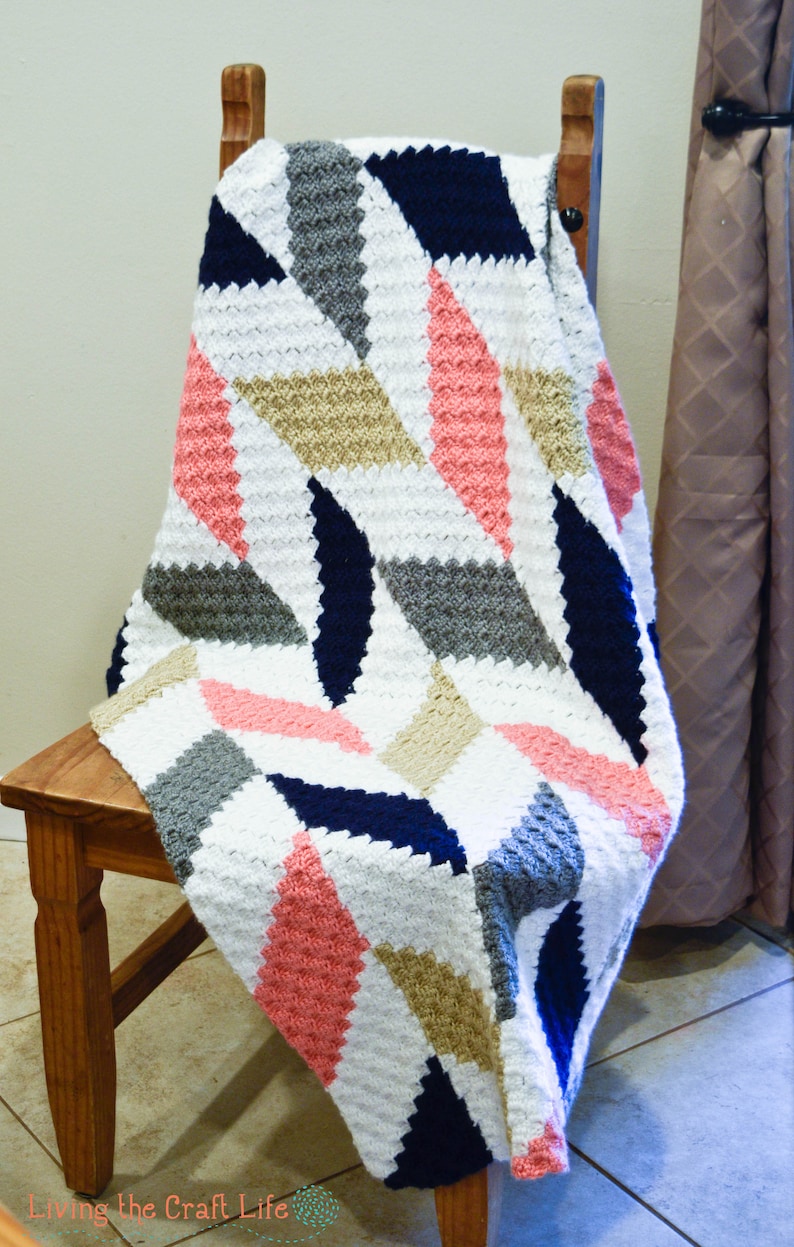 Herringbone 4 C2C Blanket Corner to Corner Graphghan Graphghan Written Crochet Pattern and Graph Instant Download image 3