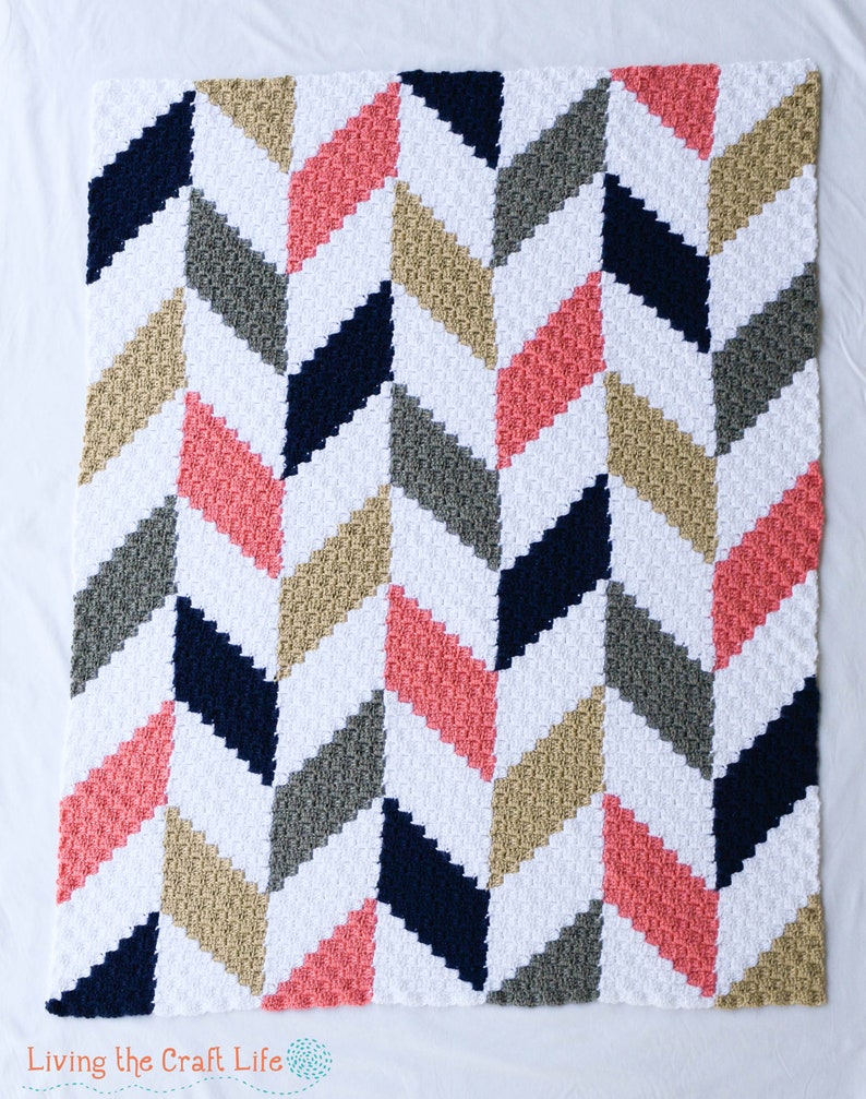 Herringbone 4 C2C Blanket Corner to Corner Graphghan Graphghan Written Crochet Pattern and Graph Instant Download image 2