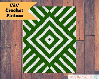 Cobertor C2C in a box - canto a canto - Graphghan - padrão e gráfico de crochê escrito - download instantâneo