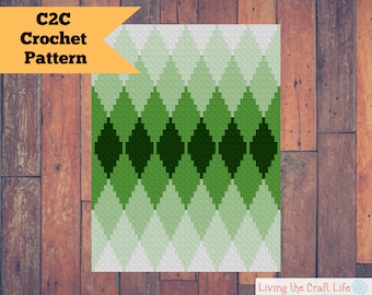 Manta Mirage C2C - Canto a Canto - Graphghan - Padrão e Gráfico de Crochê Escrito - Download Instantâneo