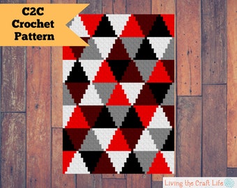 Manta Triângulo C2C - Canto a Canto - Graphghan - Padrão e Gráfico de Crochê Escrito - Download Instantâneo
