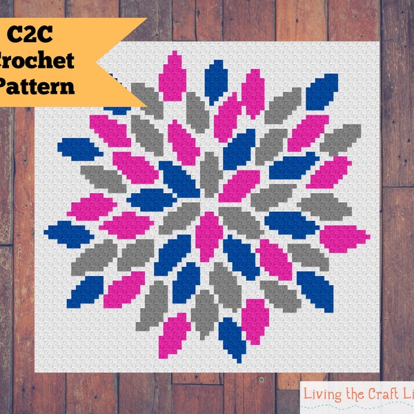 Flower Burst C2C Blanket - Corner to Corner - Graphghan - Written Crochet Pattern and Graph - Instant Download
