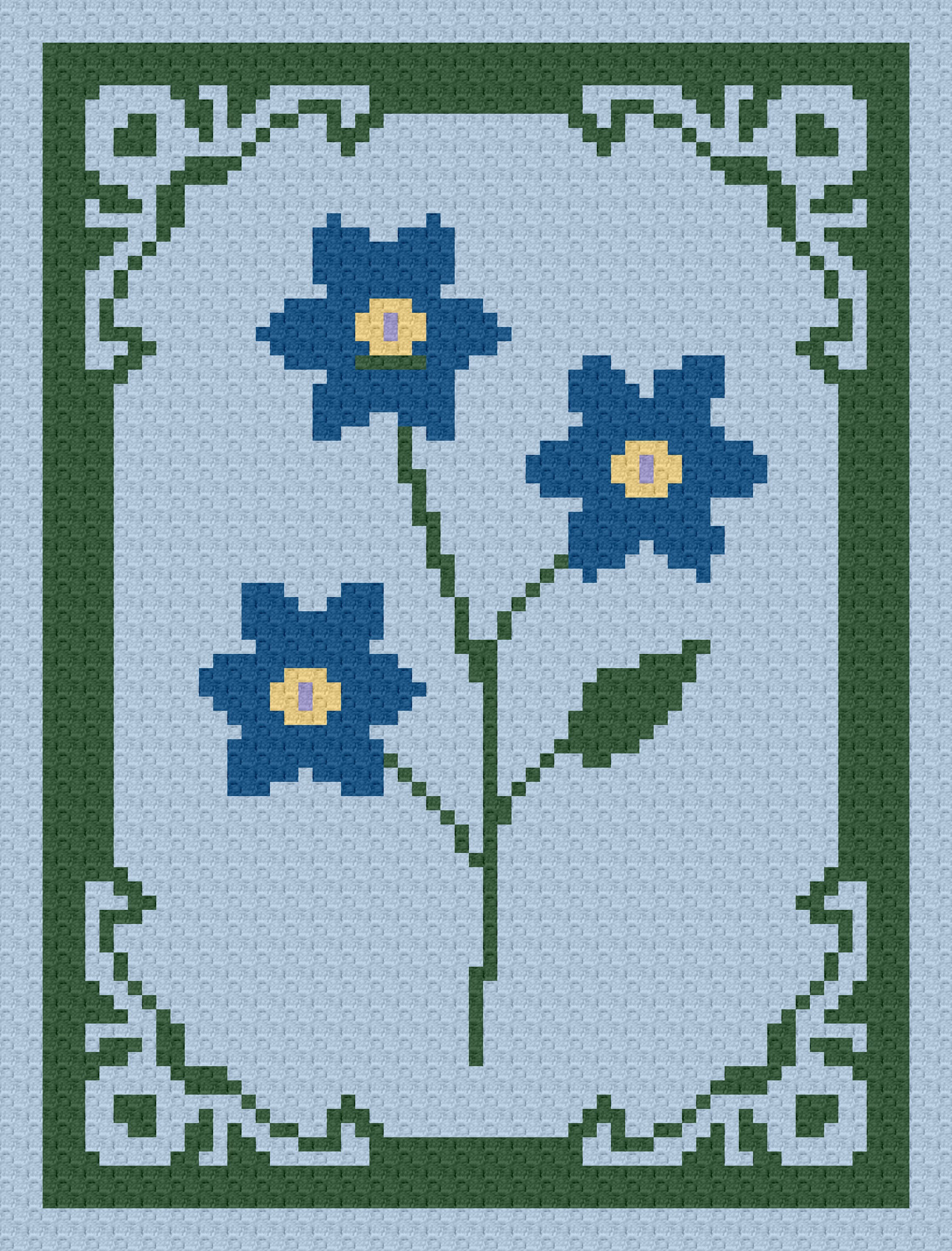 Flower Graphgan Pattern Forget-me-not Flower C2C Blanket - Corner to Corner - Graphghan ...