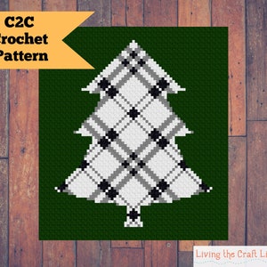Plaid Tree C2C Blanket Corner to Corner Graphghan Written Crochet Pattern and Graph Instant Download image 1