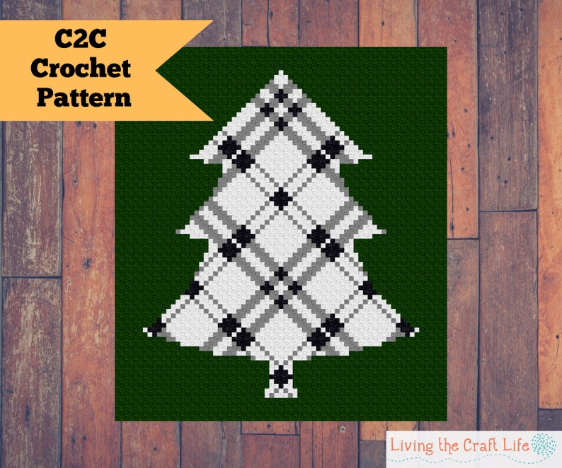 Plaid Tree C2C Blanket Corner to Corner Graphghan Written Crochet Pattern and Graph Instant Download image 1