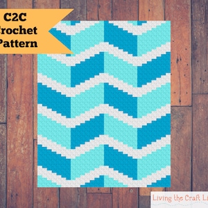 Double Chevron Stripe C2C Blanket - Corner to Corner - Graphghan - Motif de crochet écrit et graphique - Téléchargement immédiat