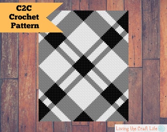 Plaid Stripe C2C Blanket - Corner to Corner - Written Crochet Pattern and Graph - Instant Download