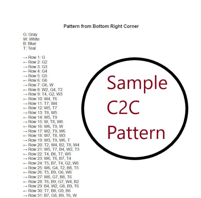 Cornered C2C Blanket Corner to Corner Graphghan Written Crochet Pattern and Graph Instant Download image 3
