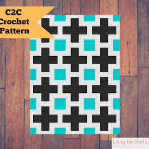 Swiss Cross Block C2C Blanket Corner to Corner Graphghan Written Crochet Pattern and Graph Instant Download image 1