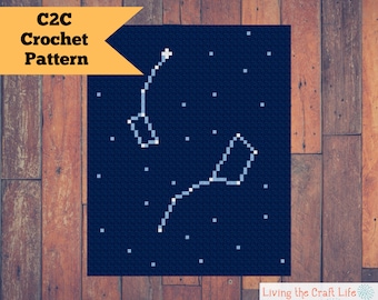 Cobertor C2C Big and Little Dipper - Canto a Canto - Graphghan - Padrão e Gráfico de Crochê Escrito - Download Instantâneo