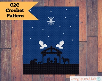 Evening Nativity C2C Blanket - Corner to Corner - Graphghan - Written Crochet Pattern and Graph - Instant Download