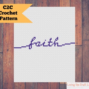 Faith Calligraphy C2C Throw Blanket Corner to Corner Graphghan Written Crochet Pattern and Graph Instant Download image 1