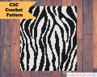 Zebra Print C2C Blanket - Corner to Corner - Graphghan - Written Crochet Pattern and Graph - Instant Download