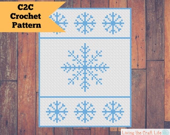 Lanzamiento de copo de nieve C2C - De esquina a esquina - Graphghan - Patrón y gráfico de ganchillo escrito - Descarga instantánea