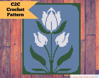 Tulip Blanket - Corner to Corner - Graphghan - Written Crochet Pattern and Graph - Instant Download