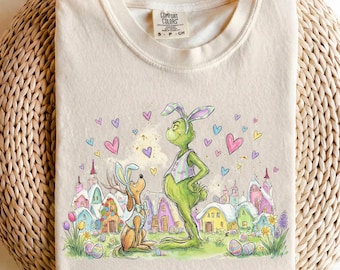 Easter Grinch Bunny-shirt, schattig Grinch & Max Easter Eggs-T-shirt, lente-paassweatshirt