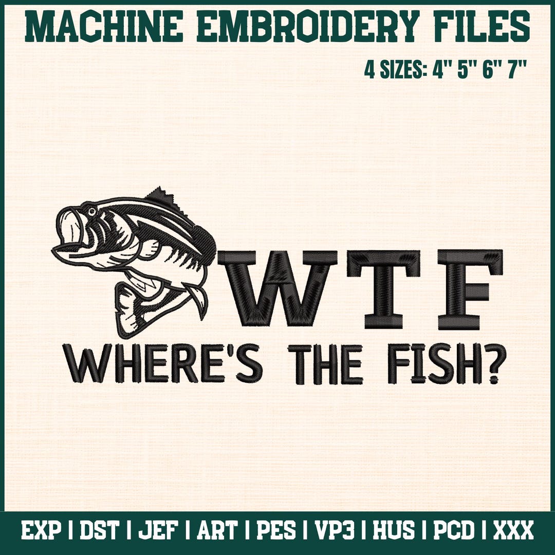 Worldoftshirts Fish WWTF Where the Fish Embroidery Design, Fishing Lover Pattern Digital ...