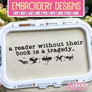 Dragon reader embroidery design, Reading lover digital pattern, Instant Download