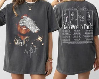 Michael Jackson Bad World Tour T-shirt, King of Pop Vintage Graphic Tee, Double Sided MJ Shirt with Tour Dates, Retro Music Legend Tee