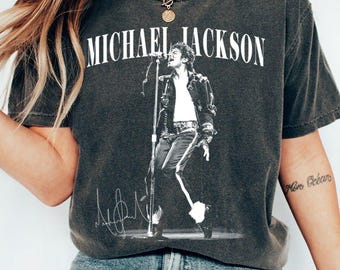 Vintage Michael Jackson Tee, Bad World Tour 1987 Signature Shirt, King of Pop Retro Graphic T-shirt, 80s Music Icon Apparel