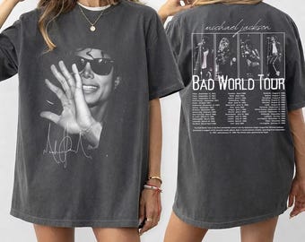 Michael Jackson King of Pop Shirt, Bad World Tour Dates Graphic Tee, Vintage 90s Music Shirt, Retro Style MJ Fan Gift, Unisex Fan Gift
