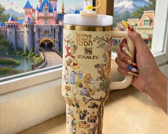 Classic Winnie the Pooh Stainless Steel Tumbler with Straw, Bee Accessories