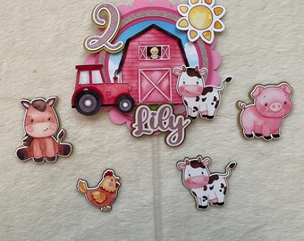 farm cake topper, farmyard party decor