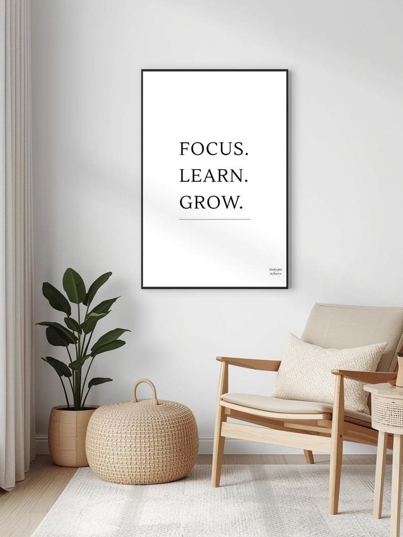 Study Boost – Minimalist Motivational Wall Art Printable, Black and ...