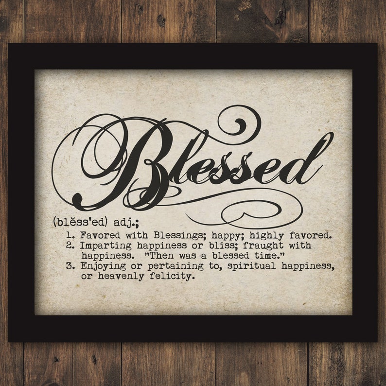 BLESSED Text Definition Typography Words Printable Digital Etsy