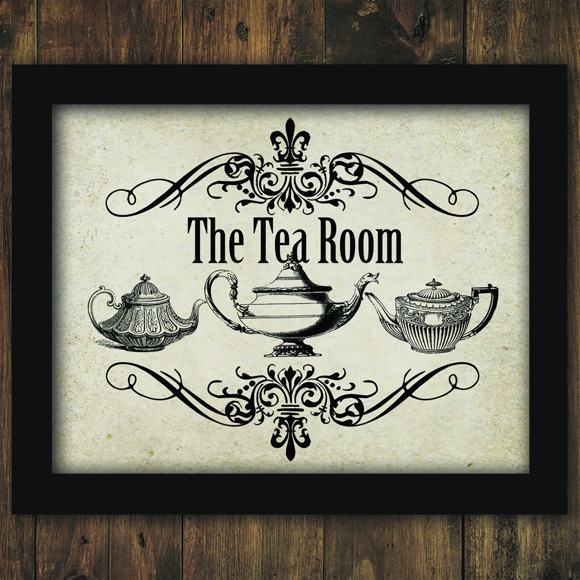 Prints The Tea Room Sign Wall Decor DIGITAL DOWNLOAD Art Words Teapots