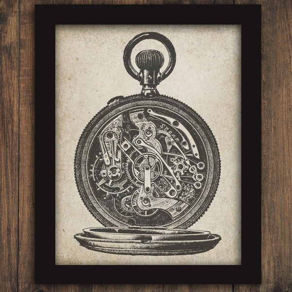 Pocket Watch Print Etsy
