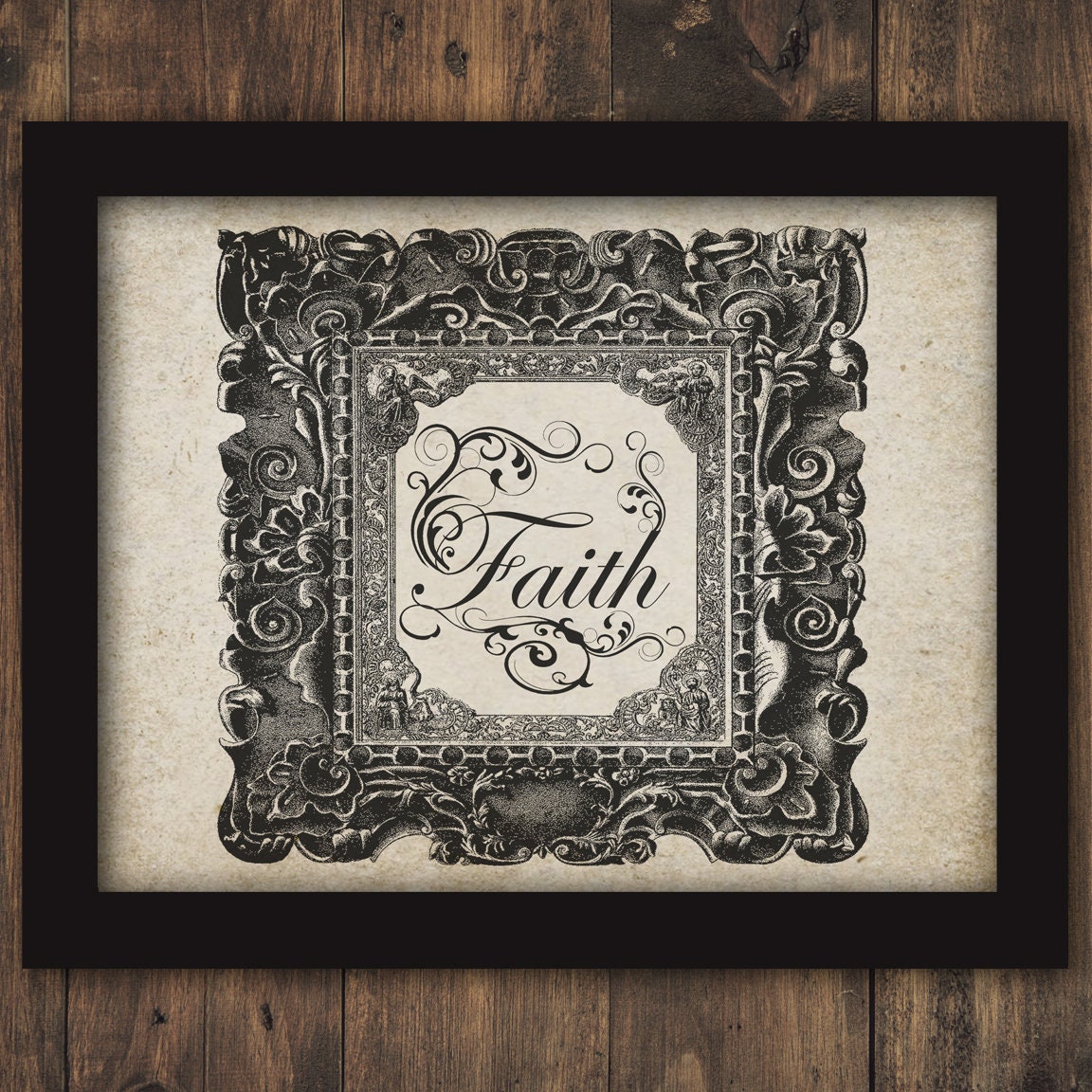 Faith Word Text Type Intricate Ornate Frame Drawing