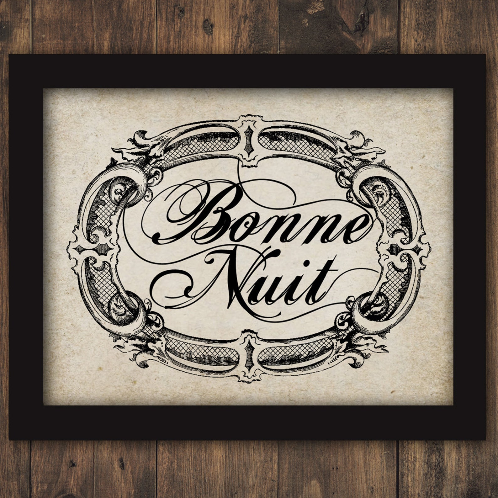 French Word Good Night Bonne Nuit Text Script Ornate PRINTABLE - Etsy