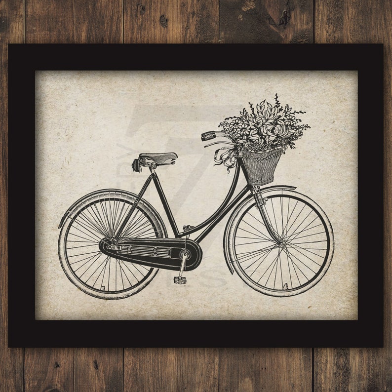 BICYCLE W FLOWERS Wall Art Instant Print Bike Beach Cruiser | Etsy