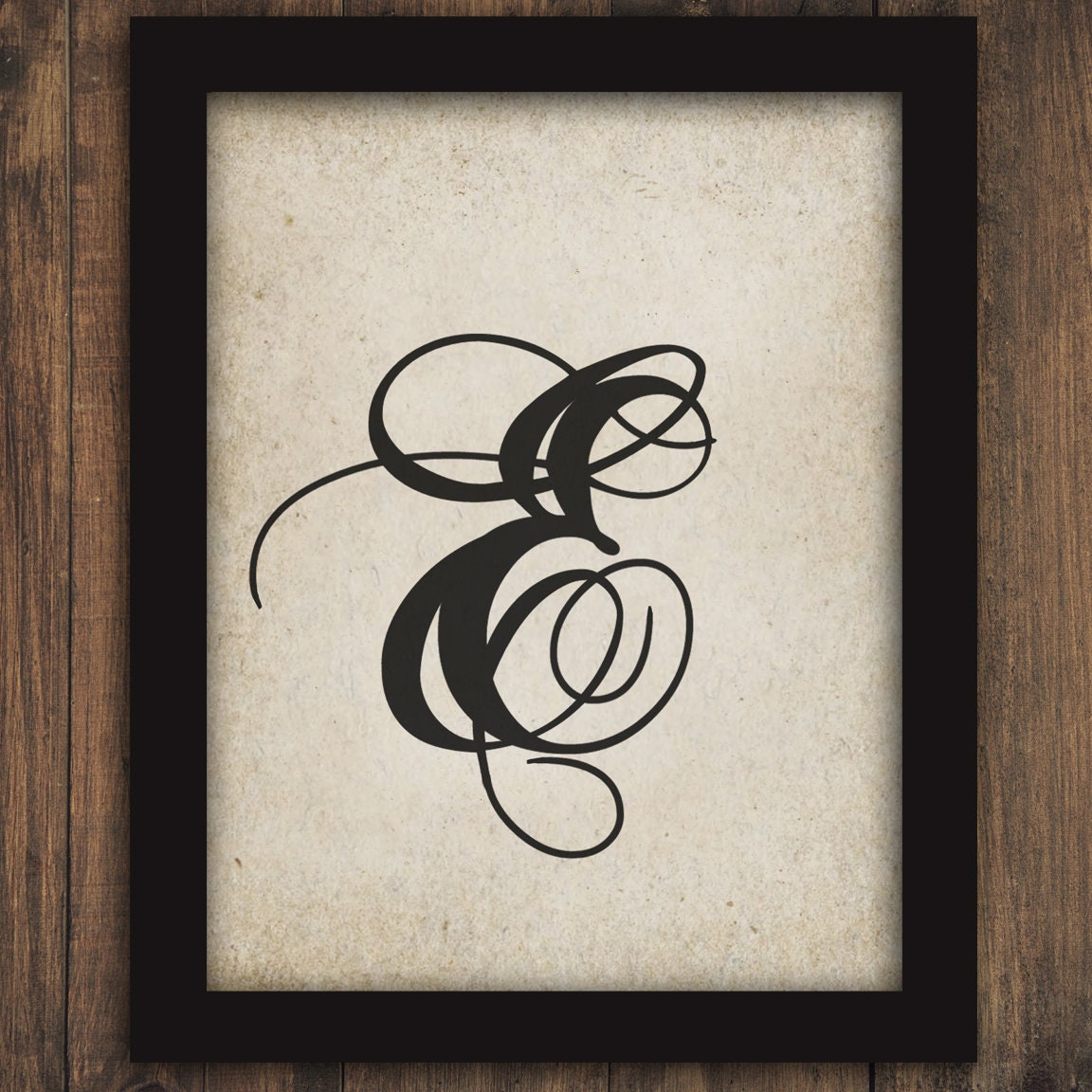 monogram fancy calligraphy letter or initial e text typography etsy