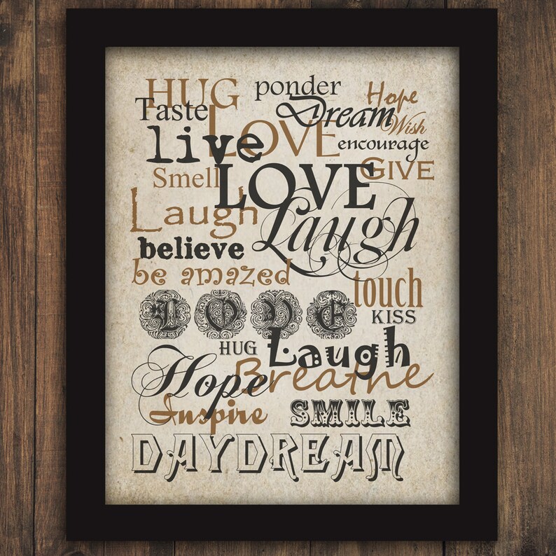 Live LOVE Laugh Words Quote Typography Printable Digital Wall | Etsy