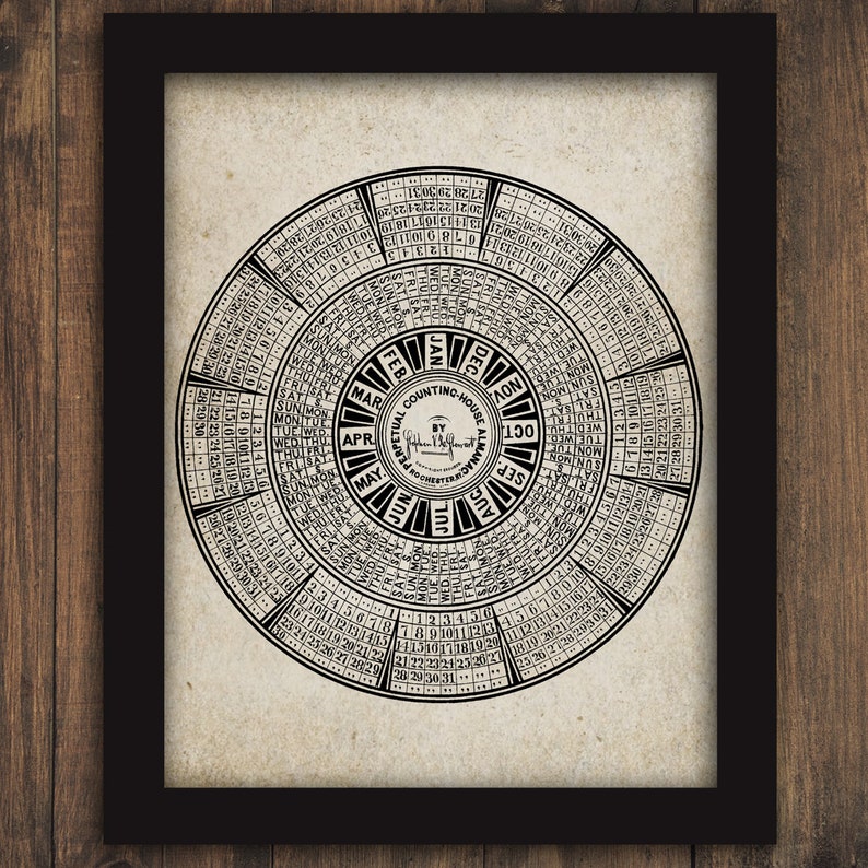 Perpetual Calendar Counting House Almanac PRINTABLE Digital Etsy