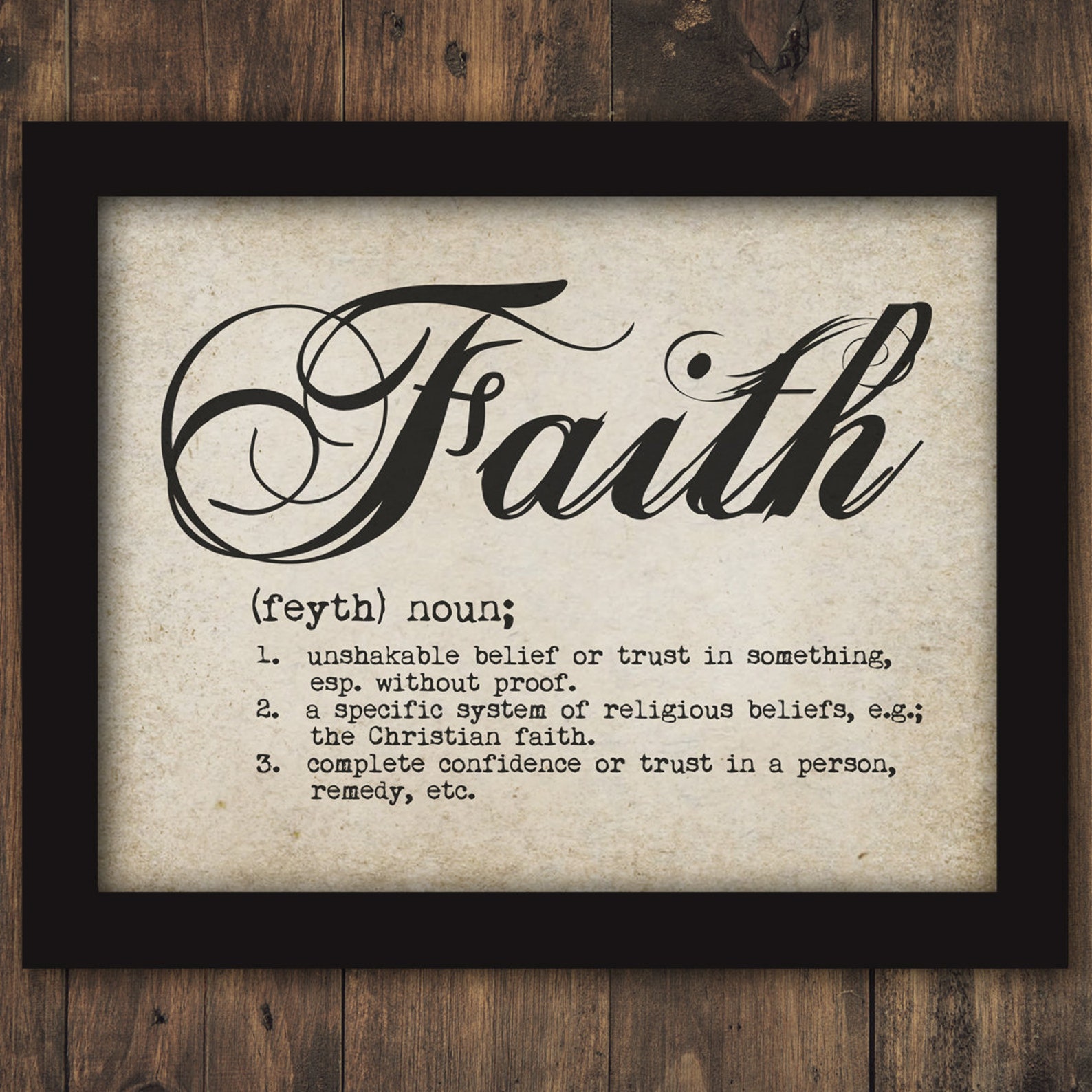 Definition FAITH Text Typography Words Printable Digital Wall Etsy