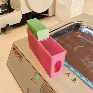 Slide Cradle - High capacity microscope slide holder. Personalizable color and text. Optional Lid