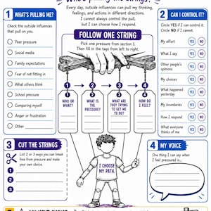Who’s Pulling My Strings? SEL Worksheet for Peer Pressure, Choices, and Boundaries