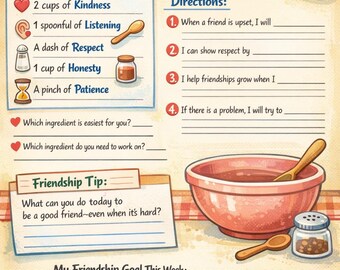 Receta de amistad ~ Hoja de trabajo SEL