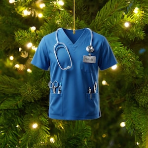 Personalized Nurse Scrub Decor, Custom Doctor Gift, Medical Student Keepsake, Healthcare Worker Present, RN Graduation Tree Decor