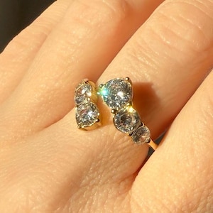 Verstellbarer Ring, 18k vergoldet mit Zirkonia Damen – Offener Ring, eleganter Statement Ring, Geschenk für Frauen, Edelstahl, wasserfest