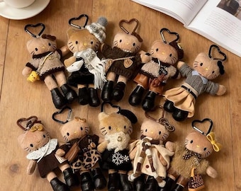 Handgemachte gestrickte Plüsch Katze Schlüsselanhänger, niedlicher Kt Stofftier Taschenanhänger, ästhetischer Rucksack Anhänger, einzigartiges Geschenk